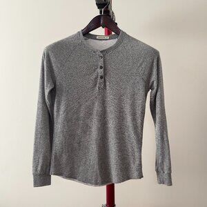 Marine Layer Women's Double Knit Henley in grey size XS (orig. $68)